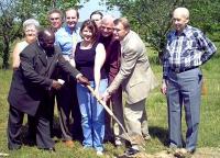 Lynn Stone was helped to break the ground of the Charles Stone Park - Photo by D G Schneider