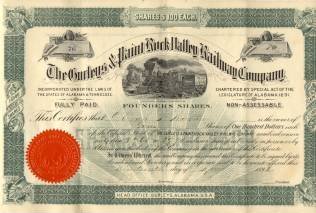 Gurley Paint Rock Railway Company RR Founders Stock Certificate