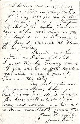 Letter from James Mason to Captain Frank B Gurley